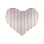 Vertical Stripes - White and Misty Rose Pink Standard 16  Premium Flano Heart Shape Cushion