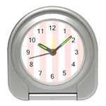 Vertical Stripes - White and Misty Rose Pink Desk Alarm Clock