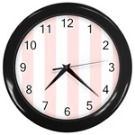 Vertical Stripes - White and Misty Rose Pink Wall Clock (Black)