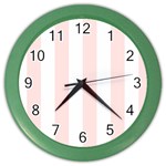 Vertical Stripes - White and Misty Rose Pink Color Wall Clock