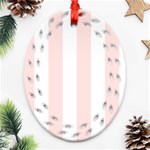 Vertical Stripes - White and Misty Rose Pink Oval Filigree Ornament (Two Sides)