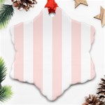 Vertical Stripes - White and Misty Rose Pink Snowflake Ornament (Two Sides)