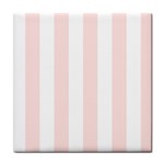 Vertical Stripes - White and Misty Rose Pink Tile Coaster