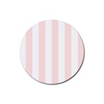 Vertical Stripes - White and Misty Rose Pink Rubber Round Coaster (4 pack)