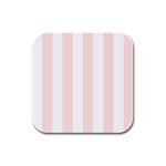 Vertical Stripes - White and Misty Rose Pink Rubber Square Coaster (4 pack)