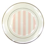 Vertical Stripes - White and Misty Rose Pink Porcelain Plate