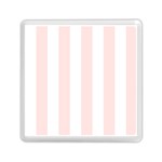 Vertical Stripes - White and Misty Rose Pink Memory Card Reader with Storage (Square)