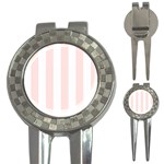 Vertical Stripes - White and Misty Rose Pink 3-in-1 Golf Divot