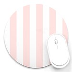 Vertical Stripes - White and Misty Rose Pink Round Mousepad