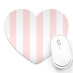 Vertical Stripes - White and Misty Rose Pink Heart Mousepad