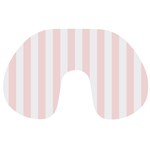 Vertical Stripes - White and Misty Rose Pink Travel Neck Pillow