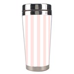 Vertical Stripes - White and Misty Rose Pink Stainless Steel Travel Tumbler