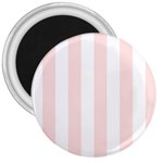 Vertical Stripes - White and Misty Rose Pink 3  Magnet