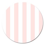 Vertical Stripes - White and Misty Rose Pink Magnet 5  (Round)