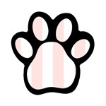 Vertical Stripes - White and Misty Rose Pink Magnet (Paw Print)
