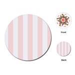 Vertical Stripes - White and Misty Rose Pink Playing Cards (Round)