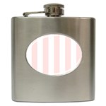 Vertical Stripes - White and Misty Rose Pink Hip Flask (6 oz)