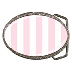 Vertical Stripes - White and Piggy Pink Belt Buckle