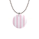 Vertical Stripes - White and Piggy Pink 1  Button Necklace