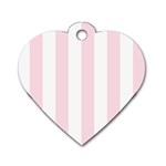 Vertical Stripes - White and Piggy Pink Dog Tag Heart (Two Sides)
