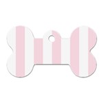 Vertical Stripes - White and Piggy Pink Dog Tag Bone (Two Sides)
