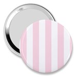 Vertical Stripes - White and Piggy Pink 3  Handbag Mirror