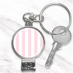Vertical Stripes - White and Piggy Pink Nail Clippers Key Chain