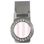 Vertical Stripes - White and Piggy Pink Money Clip (CZ)