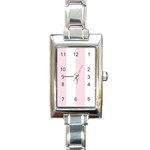 Vertical Stripes - White and Piggy Pink Rectangle Italian Charm Watch