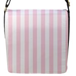 Vertical Stripes - White and Piggy Pink Flap Closure Messenger Bag (S)