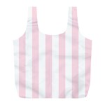 Vertical Stripes - White and Piggy Pink Full Print Recycle Bag (L)