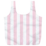 Vertical Stripes - White and Piggy Pink Full Print Recycle Bag (XL)