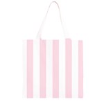 Vertical Stripes - White and Piggy Pink Grocery Light Tote Bag