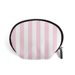 Vertical Stripes - White and Piggy Pink Accessory Pouch (Small)