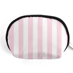 Vertical Stripes - White and Piggy Pink Accessory Pouch (Medium)