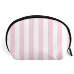 Vertical Stripes - White and Piggy Pink Accessory Pouch (Large)