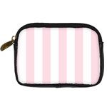 Vertical Stripes - White and Piggy Pink Digital Camera Leather Case