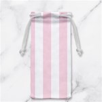 Vertical Stripes - White and Piggy Pink Jewelry Bag