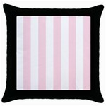 Vertical Stripes - White and Piggy Pink Throw Pillow Case (Black)