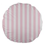 Vertical Stripes - White and Piggy Pink Large 18  Premium Round Cushion