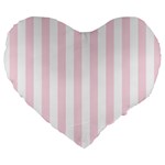 Vertical Stripes - White and Piggy Pink Large 19  Premium Heart Shape Cushion