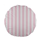 Vertical Stripes - White and Piggy Pink Standard 15  Premium Round Cushion