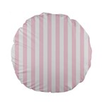 Vertical Stripes - White and Piggy Pink Standard 15  Premium Flano Round Cushion