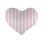 Vertical Stripes - White and Piggy Pink Standard 16  Premium Heart Shape Cushion
