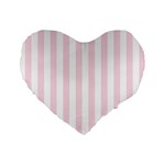 Vertical Stripes - White and Piggy Pink Standard 16  Premium Flano Heart Shape Cushion