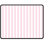 Vertical Stripes - White and Piggy Pink Double Sided Fleece Blanket (Medium) (Two Sides)
