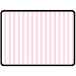 Vertical Stripes - White and Piggy Pink Double Sided Fleece Blanket (Large) (Two Sides)