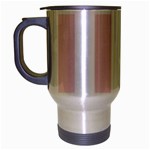 Vertical Stripes - White and Piggy Pink Travel Mug (Silver Gray)