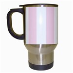 Vertical Stripes - White and Piggy Pink Travel Mug (White)