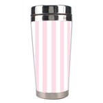 Vertical Stripes - White and Piggy Pink Stainless Steel Travel Tumbler